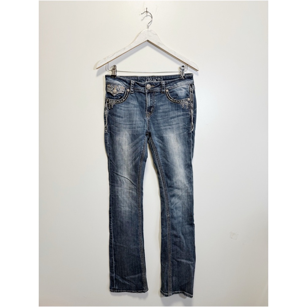 GRACE In LA Embellished Pocket Bootcut Jeans Embroidered Women’s 28